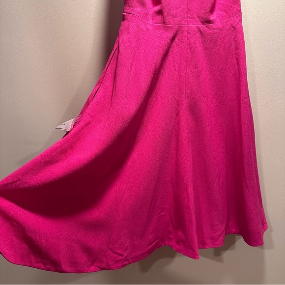 Dress The Population NWT Catalina Dress Bright Fuchsia VNeck Fit & Flare Midi S - Picture 6 of 16